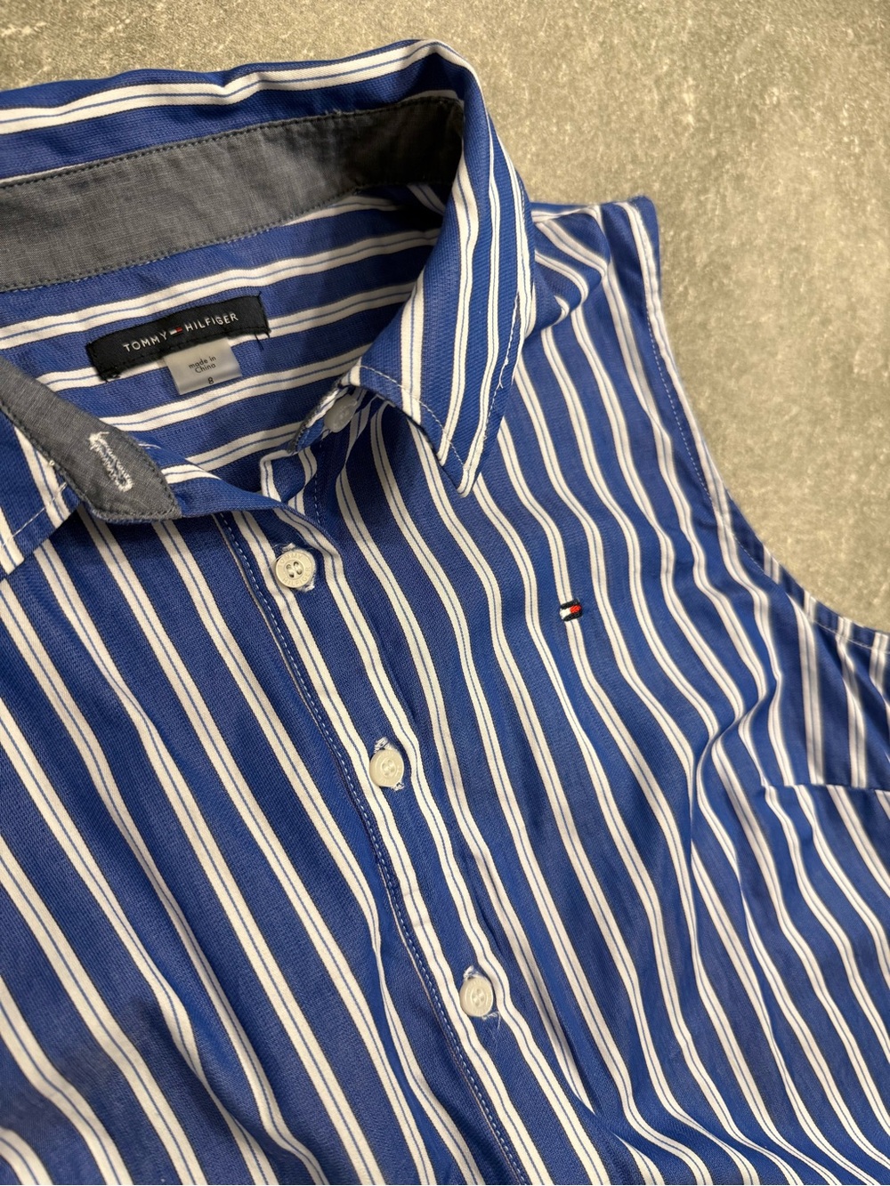 EUC Women’s Tommy Hilfiger 100% Sleeveless Shirt Dress - Blue Stripes Size 8
